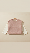 Gilet sans manches maille rose poudré